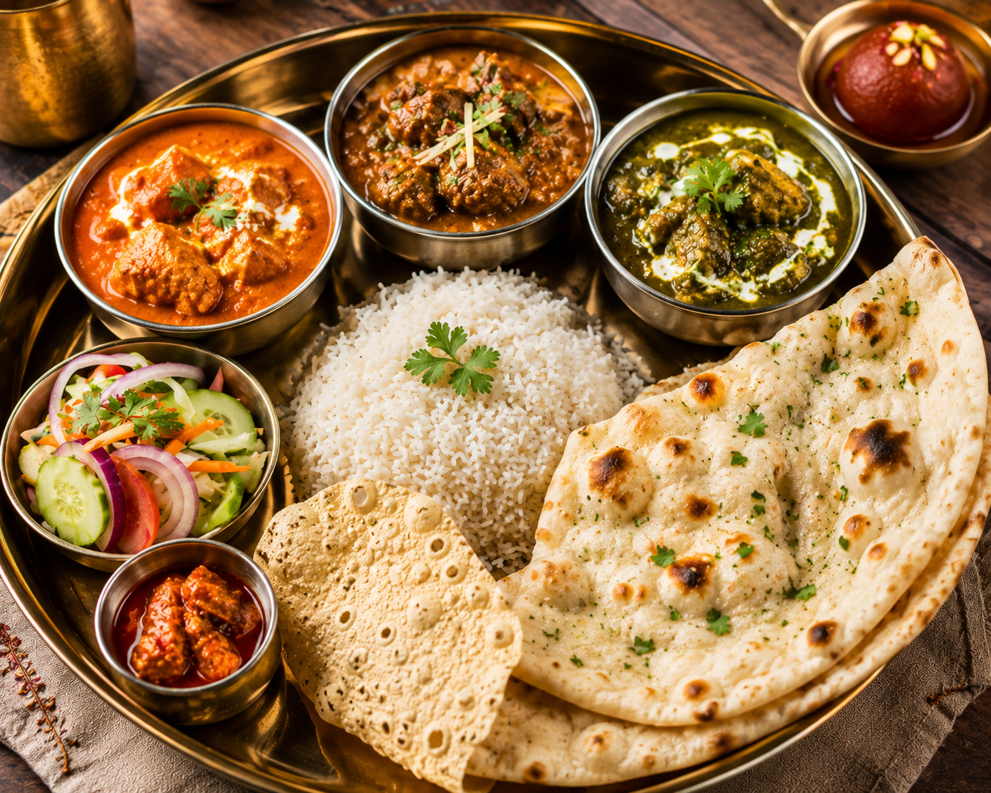 Thali - 3 Curries, Rice & Naan